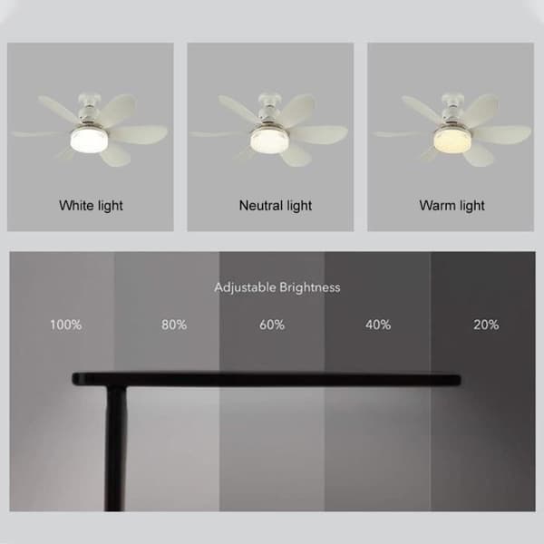 (Hvid) Loftventilator med lys - MÆRKE - Model - 12W ventilator - 40W lampe - 3 hastigheder
