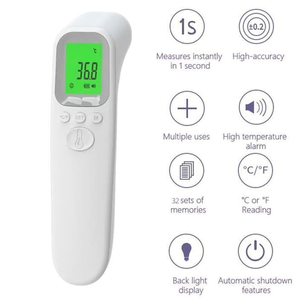 Version 2025, Pandetermometer, Pandemåling, Farvekodeaflæsning, LCD, Feberalarm, Hukommelsesfunktion