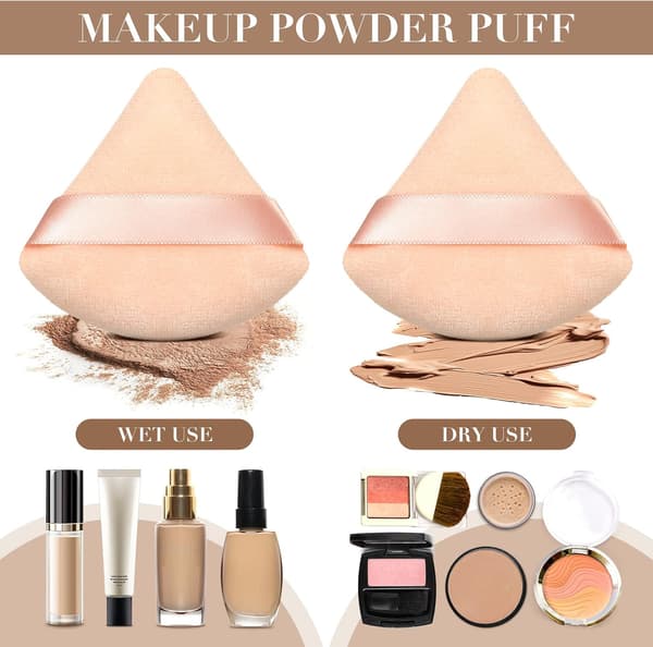 Trekantede Puffs 4-pak Makeup Ansigts Puffs (Sort, Nude)