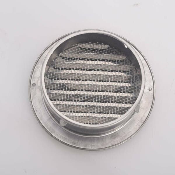 Rund ventilasjonsrist i rustfritt stål, 100 mm metallventilasjonsrist