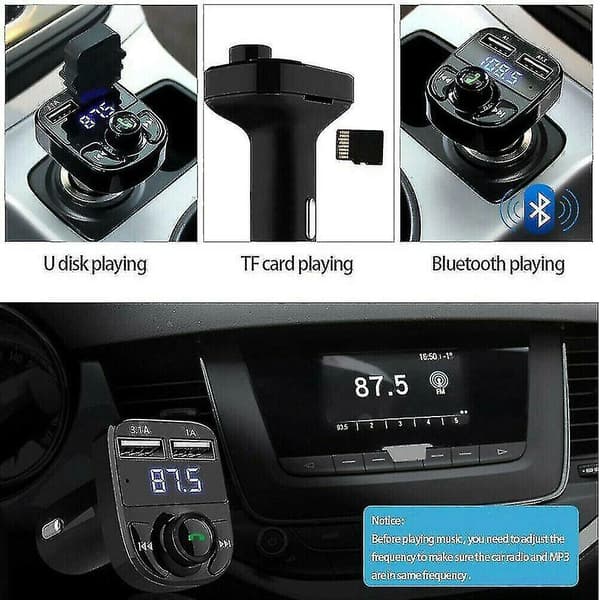 Bluetooth Trådløs Bil FM-sender Adapter Radio MP3-spiller 2 USB Billader