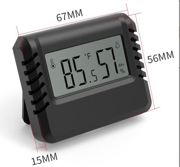 Mini elektronisk smart digitalt termometer hygrometer - svart, 1 stk