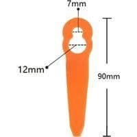 (Oransje) Pakke med 100 plastreserveblader, kompatible med Stihl Polycut 2-2, PolyCut 3-2, FSA 45 gresstrimmer 40080071000