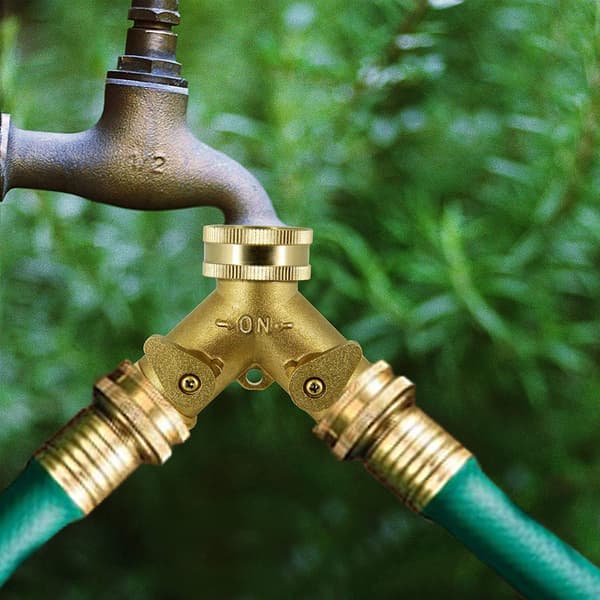 Brass Y-Hose Connector 3/4 inch - Garden Hose Splitter Model 2