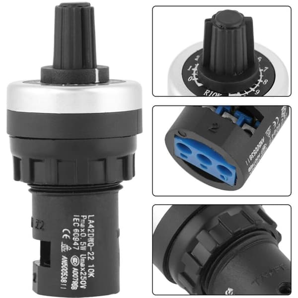 10 kΩ panelmonteret potentiometer til frekvensomformere (VSD/VFD) med reverserende rotation