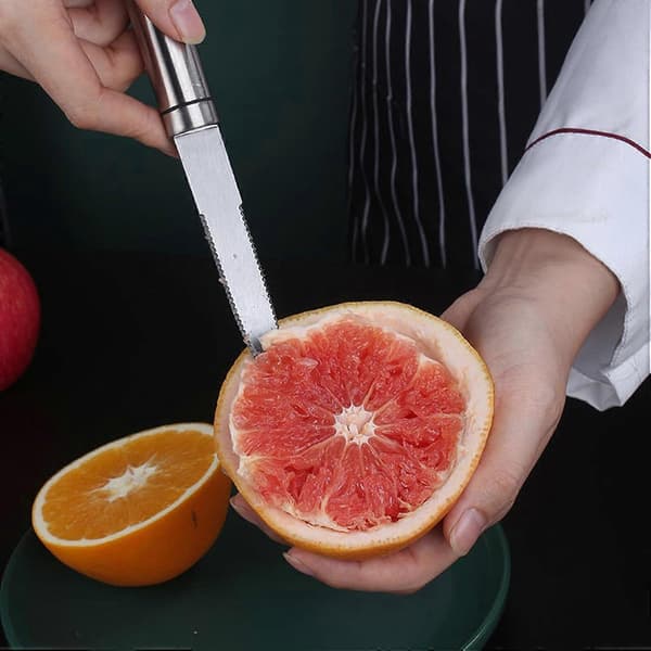 3-delt grapefrugtknivsæt i rustfrit stål med ergonomisk komfortgreb og dobbelt takket blad