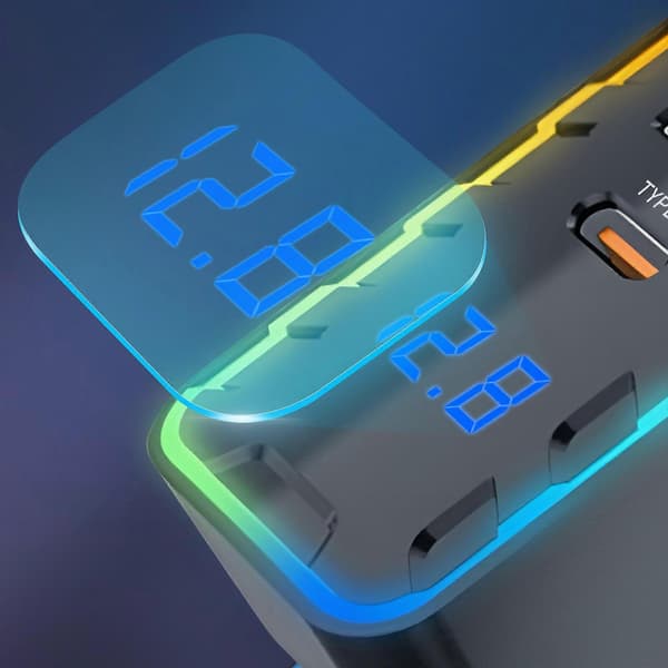 Billader 22,5W 3 USB-C + 3 USB Forlengelseskabel 1,5m, Svart