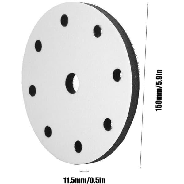 Blød slibepude. 150 mm bløde slibe-interfacepuder, blød svamp, diameter 150 mm (9 huller)