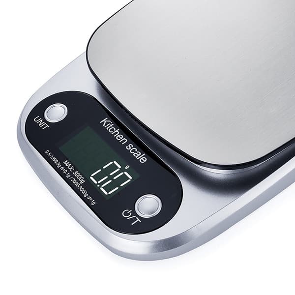 Digital Kitchen Scale 5 kg/0.1 g with LCD Screen, Stainless Steel Platform and Tare Function for Precise Cooking