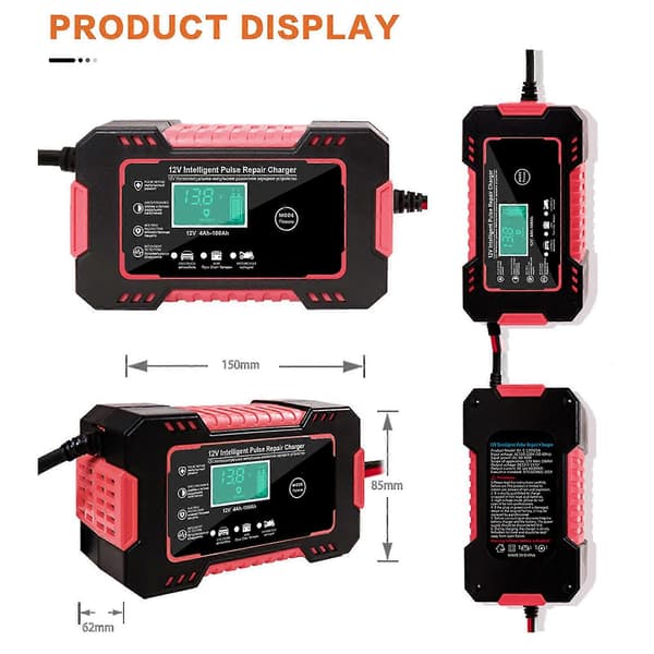 Motorsykkel Bilbatterilader Intelligent Helautomatisk Batterilader