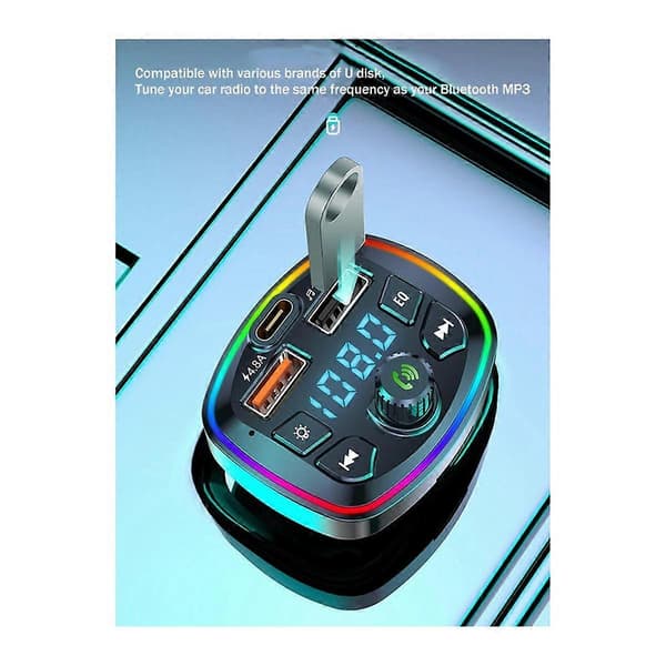 2X Bil Bluetooth FM Transmitter Bil Bluetooth MP3 Afspiller Dobbelt USB Biloplader med EQ Atmosfære Li
