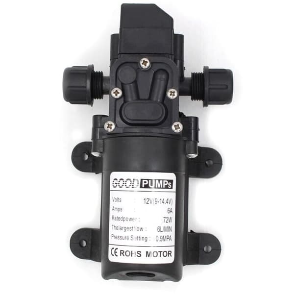 12V 6A 72W 6L högtrycksmembranpump. Rib