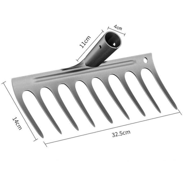 Kraftig mosefjerner for plener, hageredskap laget av solid materiale, utendørsrive for effektiv jordløsning. 9 tenner