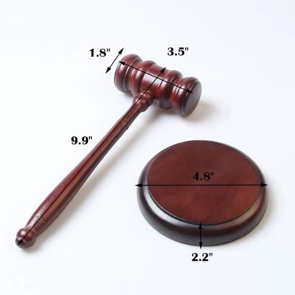 Solid Wood Gavel with Wooden Base - Handcrafted for Lawyers, Judges, and Auctioneers