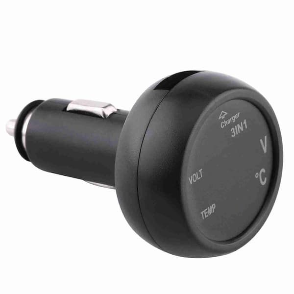 Dubbel LED Digital Display Voltmeter Termometer Cigarettändare USB Billaddare (Blå, Röd)