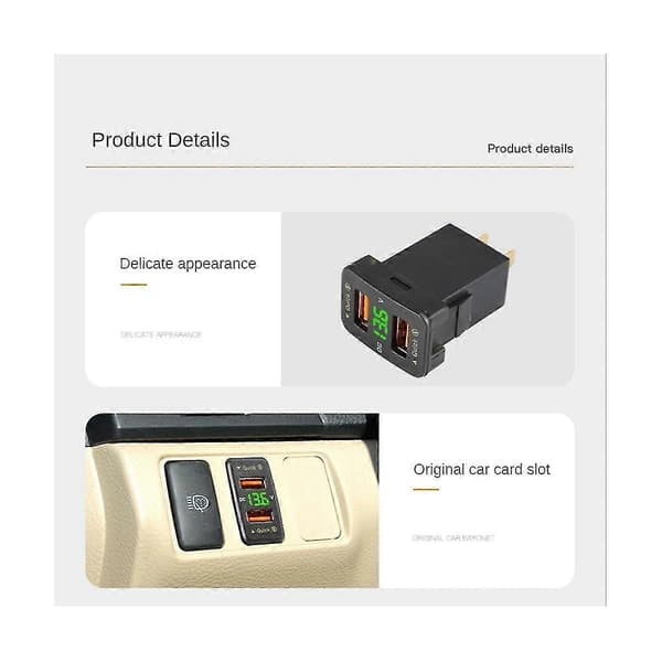 Qc3.0 Biloplader Dobbelt Usb Konverteringstilbehør Til Rødt Lys Størrelse: 33x23mm E 1224v