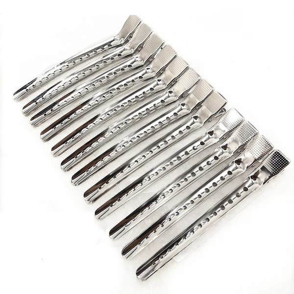 Aluminium Hair Clips, 12-pack Silver L