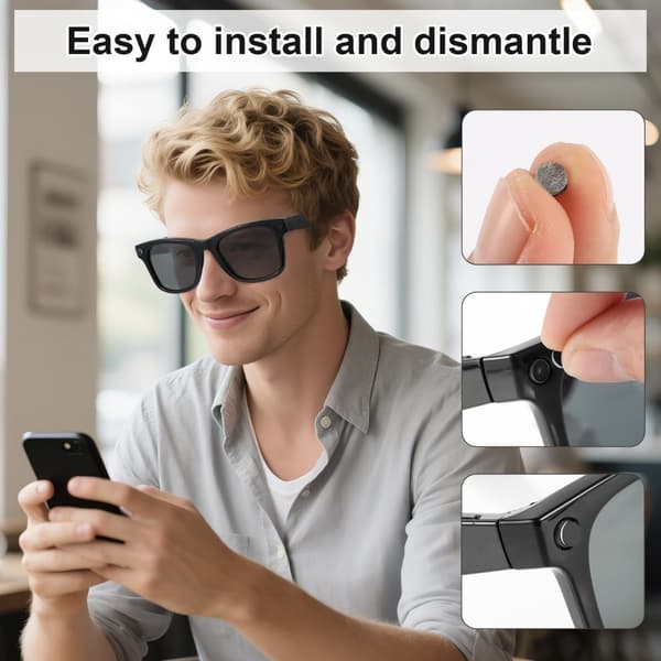 Black Sponge Stickers for Glasses, Compatible with Meta and Ray-Ban, Self-Adhesive Light Blocker for LED Indicators, 20-Pack