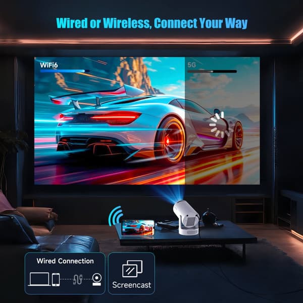 2026 HY300 Pro+ Android 14 Smart Projektor 4K, Innebygd Høyttaler