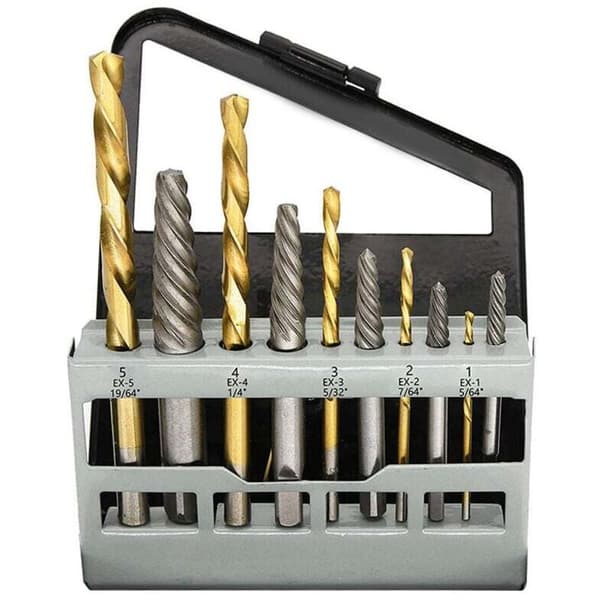 10 Left-Handed Cobalt Screw Extractor Drill Bit Set - Durable Compatible with Various Brands