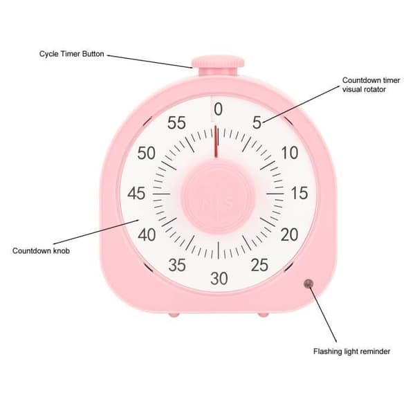 Visuel timer - TBEST - 60 minutter - Fokusfunktion - To påmindelsestilstande - Hvid