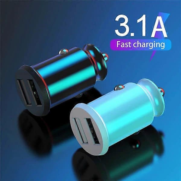 2-pakning Mini Svart Billader 3.1A Billader ABS Billader Smart Shunt Dobbel USB Billader