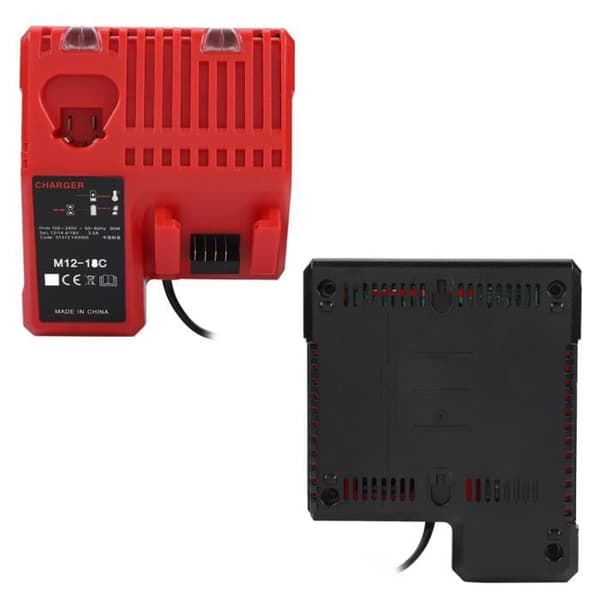 Cuque M18 batterilader, 12V-18V litiumbatterilader for EU-plugg, erstatning for Milwaukee M12-18C M18 110-240V