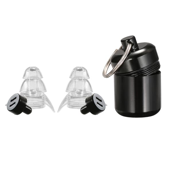 High-efficiency noise-cancelling earplugs 1 pair with case Black