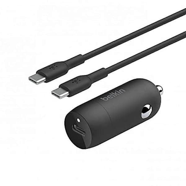 30W USB-C bilopladerpakke med 1 m Ultra Fast USB-C USB-C kabel, sort