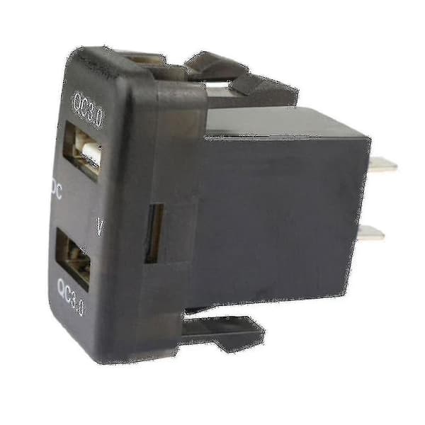 Bil Dual Usb3.0 Hurtig Opladning Med Display Voltmeter Sort Og Rød Spændingsbiloplader Til