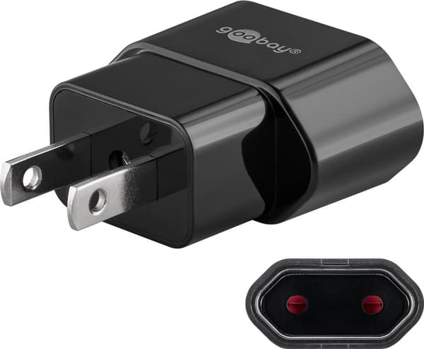 Reiseadapter europlugg til USA/Japan, svart