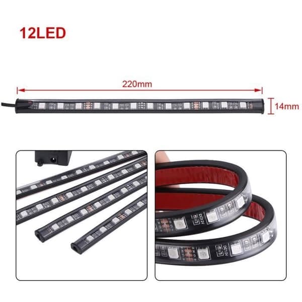 RGB LED-lysstrimmel med IR/stemmestyringsboks 5V 4x 12SMD bilinteriør
