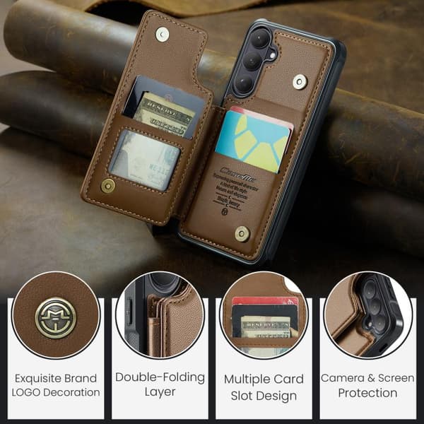 Samsung Galaxy S26 5G Cover med Kortplads RFID-beskyttelse Brun