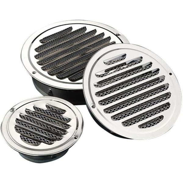 Rund ventilationsrist i rustfrit stål, 100 mm metalventilationsrist