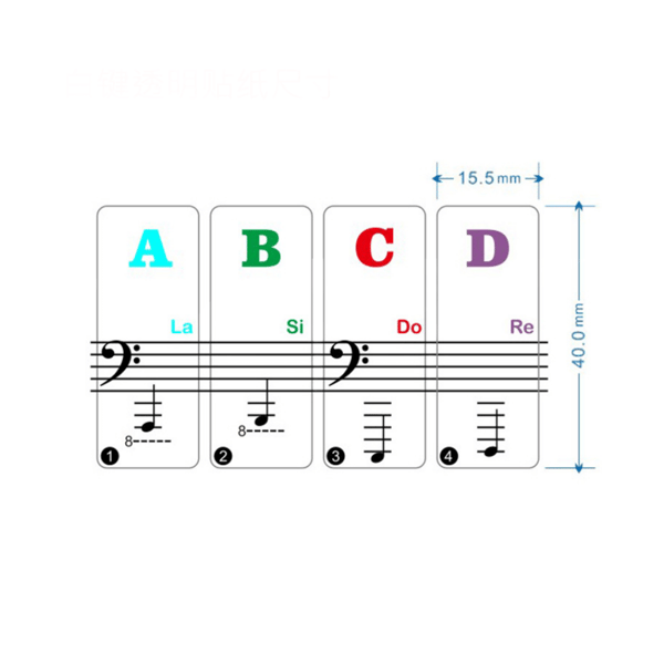 Labels stickers for piano keyboard 88/61/54/49 keys