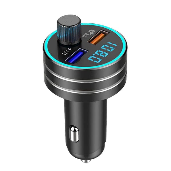 Dubbel USB-billaddare med Bluetooth FM-sändare för musikströmning