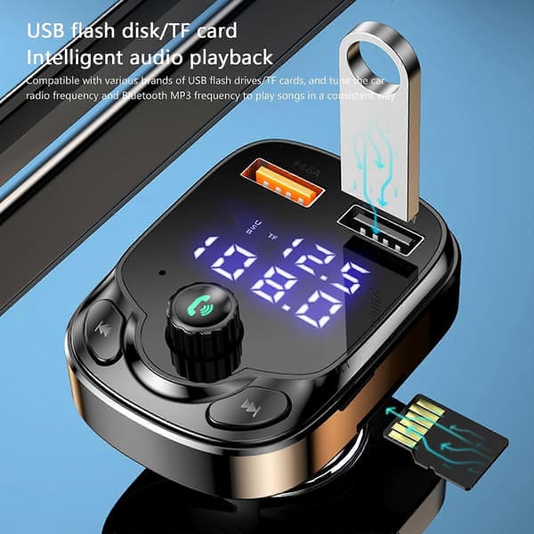 Dual USB Biloplader Trådløs Bluetooth 5.0FM Transmitter Radio Modulator