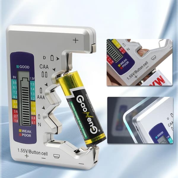 Universal Digital Batteritester. Digital Batteritester. Til AA, AAA, CDN, 9V og 1,5V knapcellebatterier