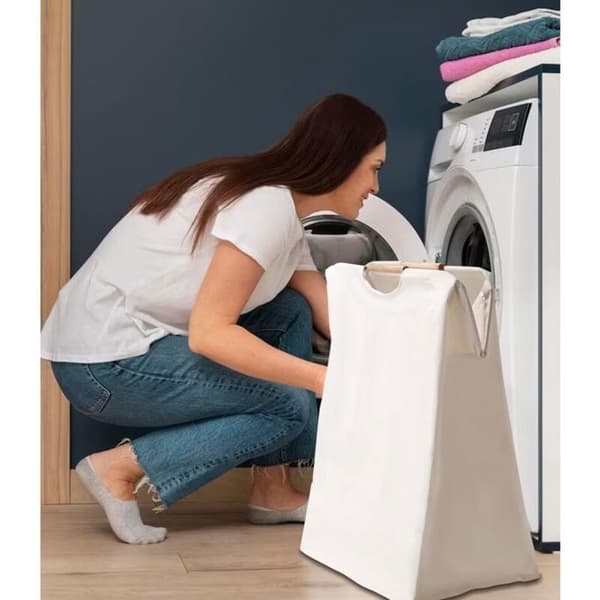 Foldable Laundry Basket 40 5627 cm High Capacity Foldable Oxford Fabric Laundry Basket with Wooden Handle Laundry Basket PZCC