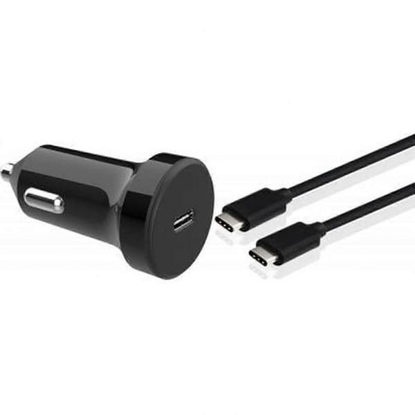 USB C billaddare 18W Power Delivery USB C/USB C-kabel, Svart