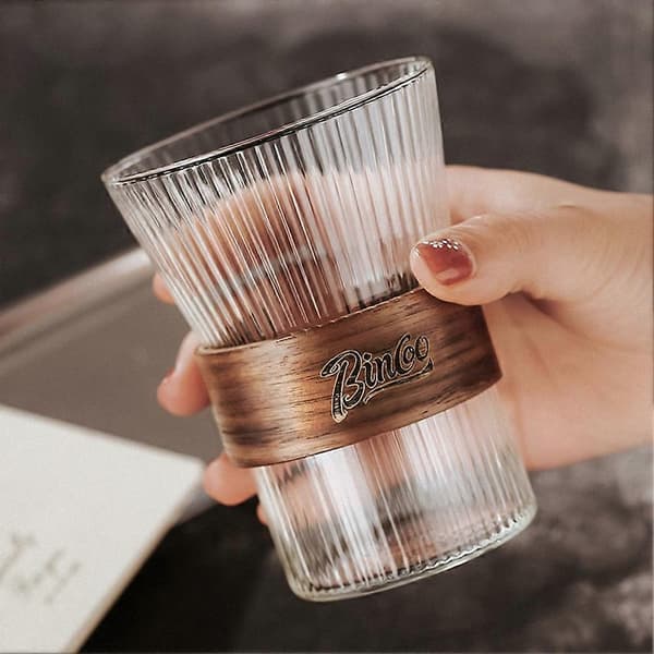 BINCOO Glass Coffee Cup Handmade Coffee Cup Sharing Cup Set High Value Light Luxury Glass for Household 310ML