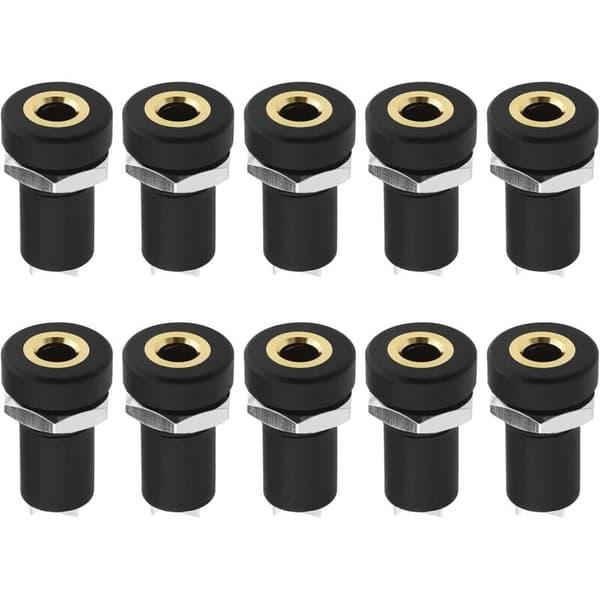 10 stk 3,5 mm hunn mono panelmontert jack med muttere 3,5 mm mono panelmonterte jack loddekontakter tilbehør for CD-spillere digitale bærbare datamaskiner DV