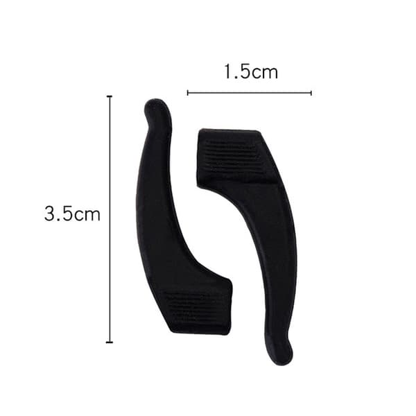 Silicone Shark Tooth for Glasses - 1 Pair, Black, Fits up to