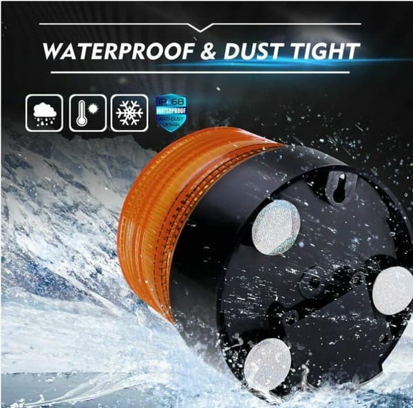 Trådløs 12V Strobelys LED Nødblinklys med Magnetisk Base (Ravfarvet)