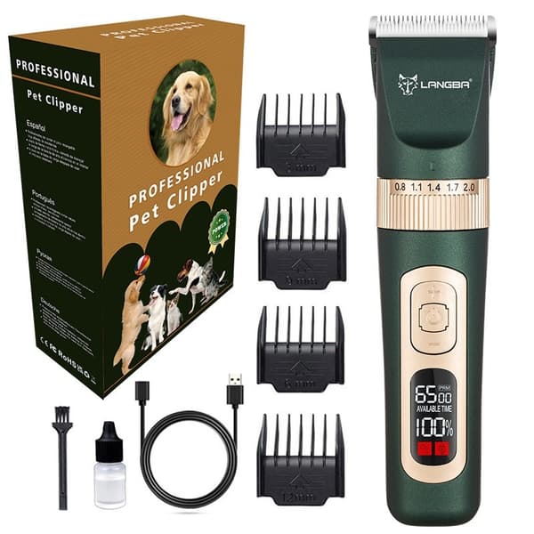 Professional Cordless Pet Hair Clipper with Ceramic Blade and Digital Display, Compatible with Various Animals