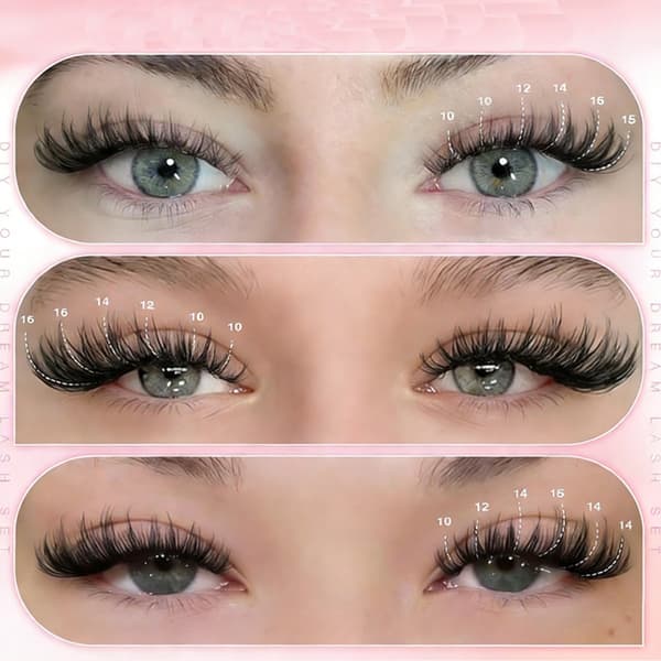 570 pcs DIY False Eyelashes Kit, Eyelash Extension, Volume Lashes Set with Glue and Tools