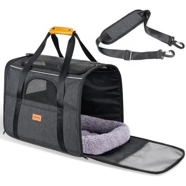 Kat/Hund Transporttaske - Åndbar og Sammenfoldelig - Sort - Polyester - 46*32*36 cm
