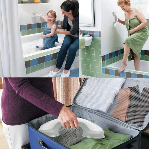 Bathroom Suction Cups (2-Pack), Grab Bar for Disabled, Portable