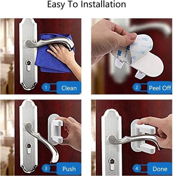 Rotating Window Lock, 2 Pieces, Child Safety Window Door Lever Lock