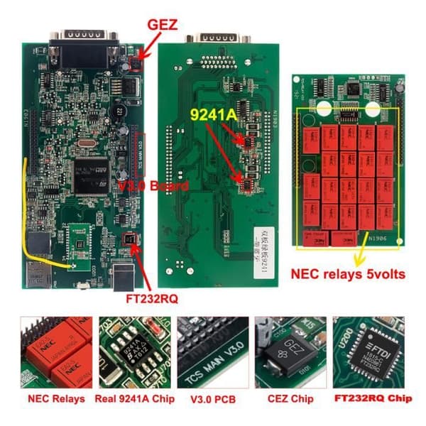 Diagnoseverktøy - DS150E TCS VCI - Bluetooth - OBD2 - Dobbel PCB V3.0